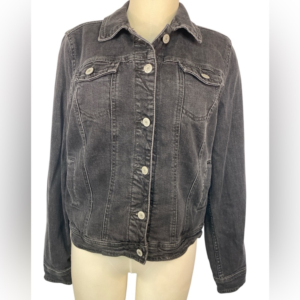 Mission Supply Co. Women's Black Denim Button Up Jacket Large